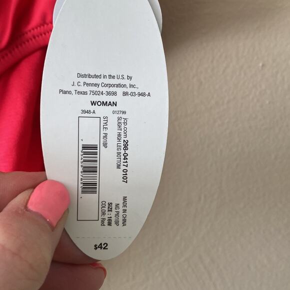 Mynah Plus Red Pink Full Coverage Classic Swimwear Bikini Bottom 16W NWT - Picture 6 of 7